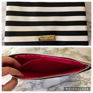 Mary Kay striped money/makeup bag